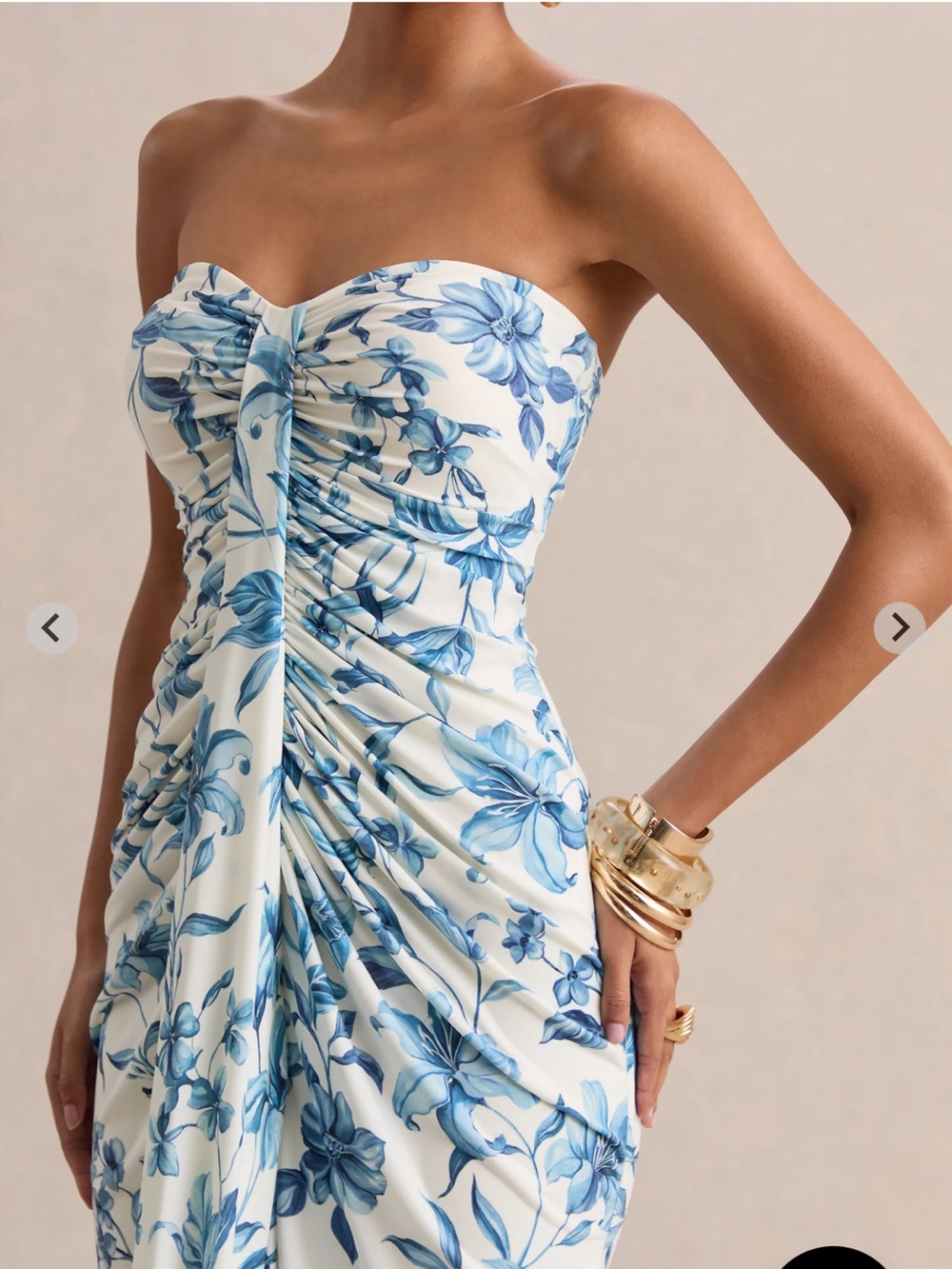 Club L London Ali Dress in Blue Porcelain Print Size 4 (small) - Picture 3 of 7